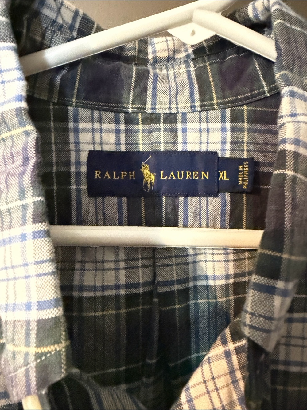 Ralph Lauren Men's Navy and Green Plaid Button-Down Shirt - Picture 4 of 4